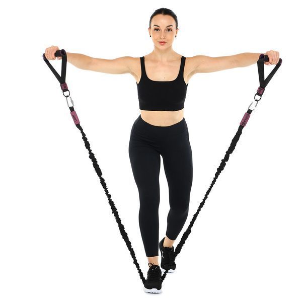 Еспандер трубчастий з карабіном у захисному рукаві RESISTANCE TUBE WITH COVER EZOUS K-05-L навантаження низьке чорний K-05-L фото