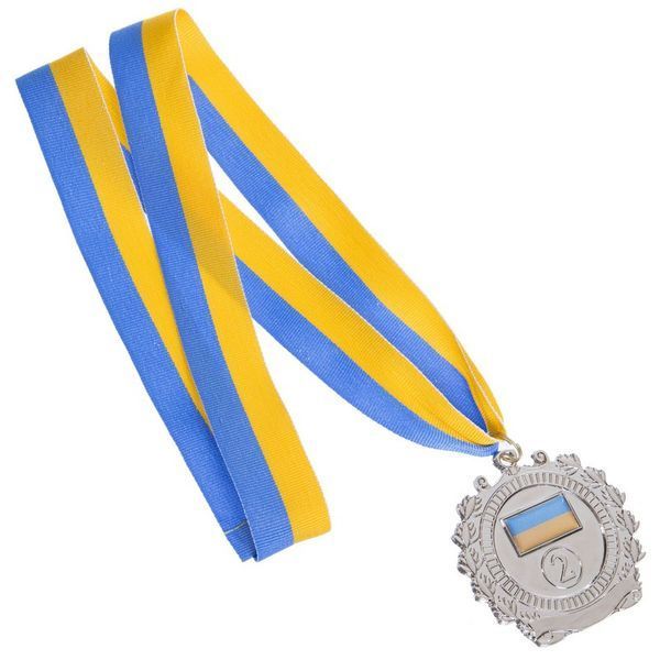 Медаль спортивная с лентой SP-Sport UKRAINE с украинской символикой C-3163 o6,5см золото, серебро, бронза C-3163 фото