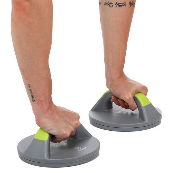 Упоры для отжиманий поворотные 2штуки Zelart FI-9997 PUSH-UP Stand 20x2,2x8,2см серый-салатовый FI-9997 фото