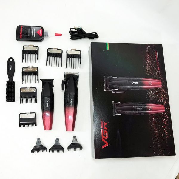 Професійний набір для стрижки волосся VGR V-640 акумуляторний Barber Combo PREMIUM. Колір: червоний ws97411-1 фото