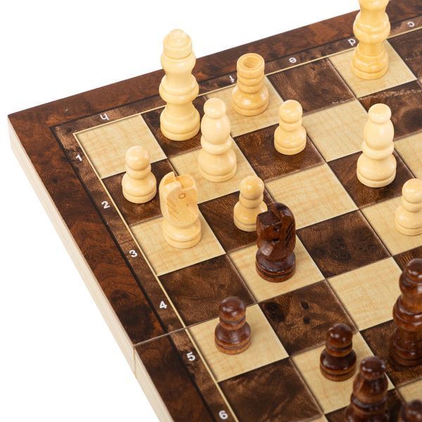 Шахматы шашки нарды 3 в 1 набор настольных игр деревянные Xinliye W7721B размер 24см x 24см х 3см W7721B фото