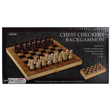 Шахматы шашки нарды 3 в 1 набор настольных игр деревянные ZOOCEN ZC7224 размер 24см x 24см х 2см ZC7224 фото