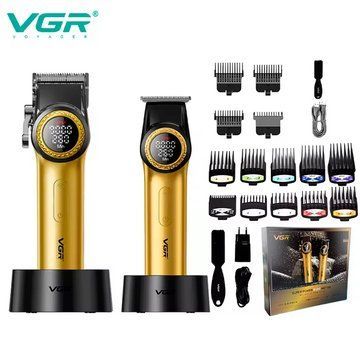 Набір VGR 2 в 1 V-001 V-977 GOLD, акумуляторна машинка для стрижки та триммер. Колір: золотий ws19471 фото