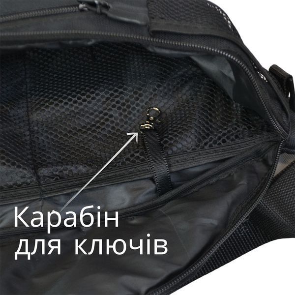 Качественная большая сумка &ndash; бананка на 8 карманов, мужская женская поясная сумка, черная из ткани ws41173-1 фото