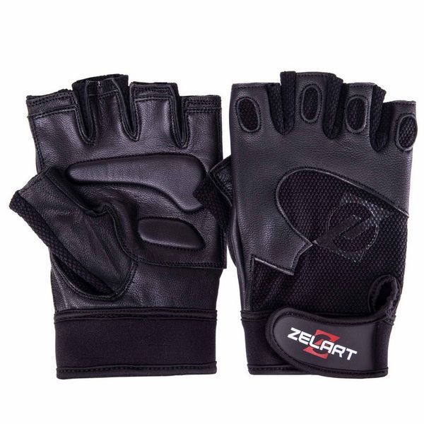 Перчатки спортивные кожаные Zelart SB-161555 S-XXL черный M SB-161555 фото