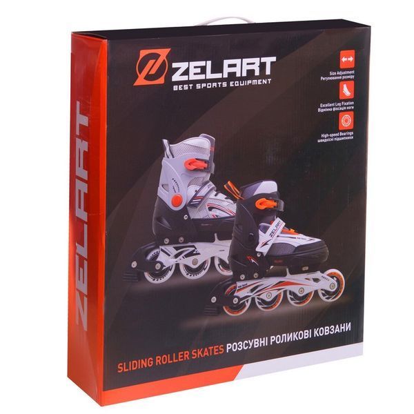 Роликовые коньки раздвижные Zelart Z-2924 размер 28-42 серый-оранжевый S (32-35) Z-2924 фото