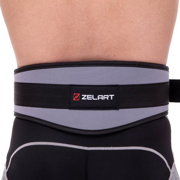 Пояс атлетичний текстильний Zelart SB-165459 спинка-15см розмір-XS-XXL сірий SB-165459 фото