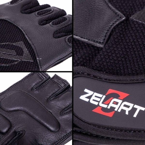 Перчатки спортивные кожаные Zelart SB-161555 S-XXL черный M SB-161555 фото
