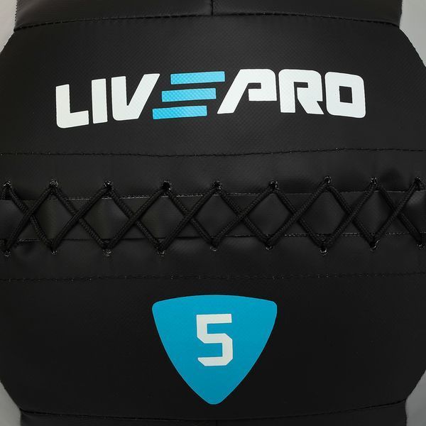 М'яч набивний медичний для кросфіту WALL BALL LiveUp LP8100-5 5кг чорний-сірий LP8100-5 фото