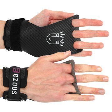 Гимнастические накладки перчатки для турника 3 HOLE CARBON HAND GRIPS EZOUS D-15 2шт размер S-L черный M D-15 фото