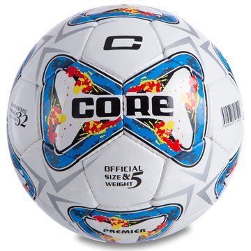 М'яч футбольний CORE PREMIER CR-048 №5 PU білий-блакитний CR-048 фото