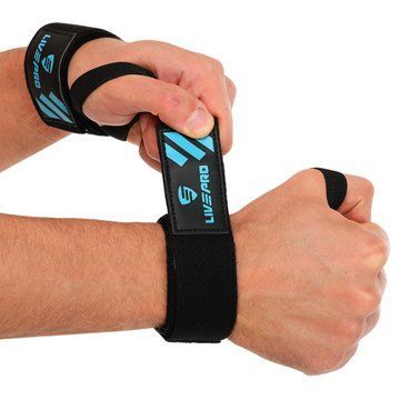 Бинты кистевые для жима LIFTING WRIST WRAPS LiveUp LP8702 2штуки черный-синий LP8702 фото
