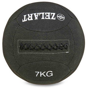 Мяч набивной медицинский для кроссфита в кевларовой оболочке WALL BALL Zelart FI-7224-7 7кг черный FI-7224-7 фото
