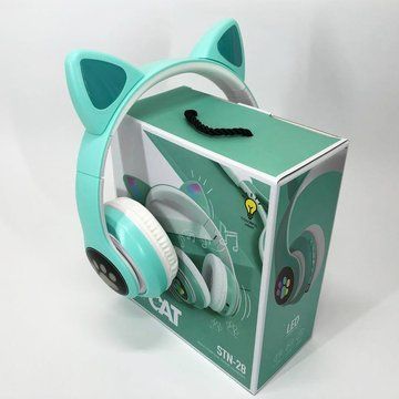 Беспроводные LED наушники с кошачьими ушками CAT STN-28. Цвет: зеленый ws44267-4 фото