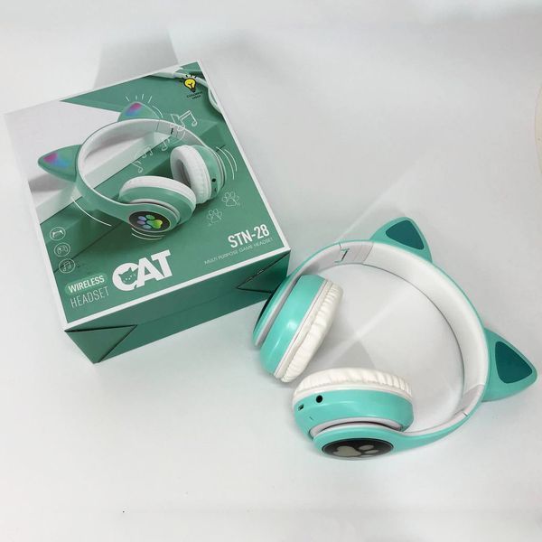 Беспроводные LED наушники с кошачьими ушками CAT STN-28. Цвет: зеленый ws44267-4 фото