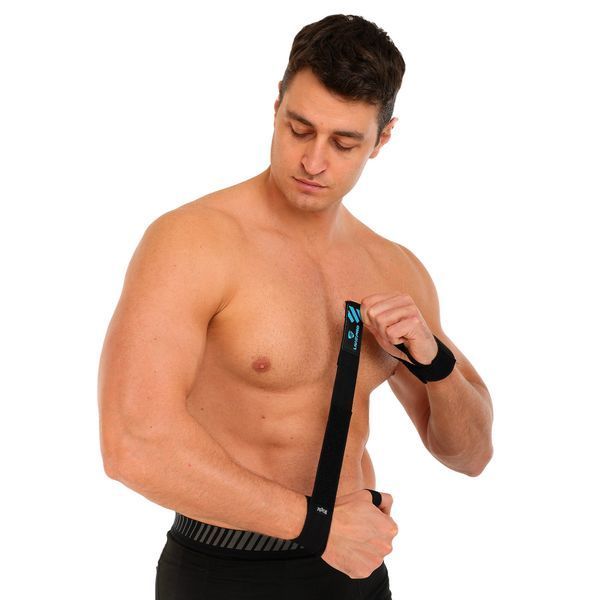 Бинты кистевые для жима LIFTING WRIST WRAPS LiveUp LP8702 2штуки черный-синий LP8702 фото