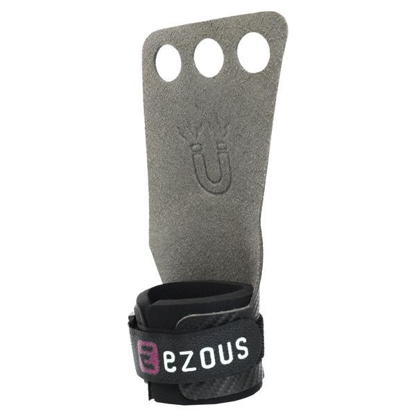 Гимнастические накладки перчатки для турника 3 HOLE CARBON HAND GRIPS EZOUS D-15 2шт размер S-L черный M D-15 фото