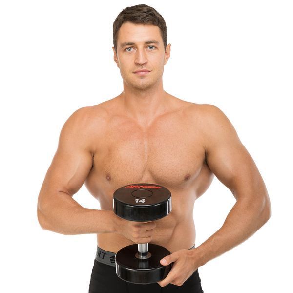 Гантель цельная профессиональная с полиуретановым покрытием LIFE FITNESS SC-80081-14 1шт 14кг черный-красный SC-80081-14 фото