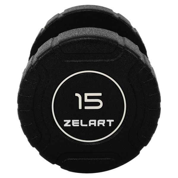 Гантель цельная профессиональная CPU покрытие Zelart TA-3111-15 1шт 15кг черный TA-3111-15 фото