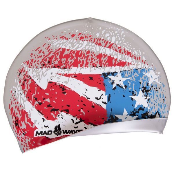 Шапочка для плавания силиконовая для взрослых MadWave USA M055303001W синий-красный M055303001W фото