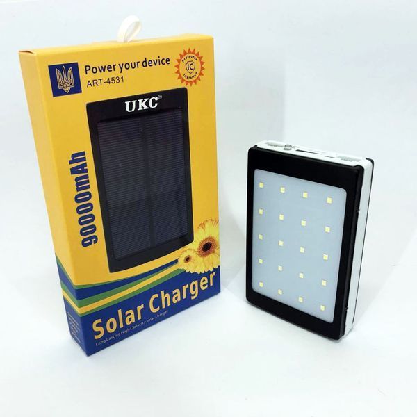 УМБ Power Bank Solar 90000 mAh мобільне зарядне з сонячною панеллю та лампою, Power Bank Charger Батарея ws44689 фото