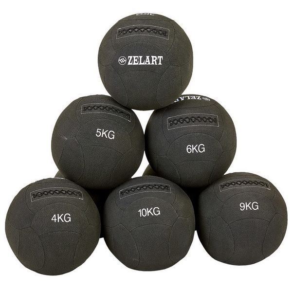 Мяч набивной медицинский для кроссфита в кевларовой оболочке WALL BALL Zelart FI-7224-7 7кг черный FI-7224-7 фото