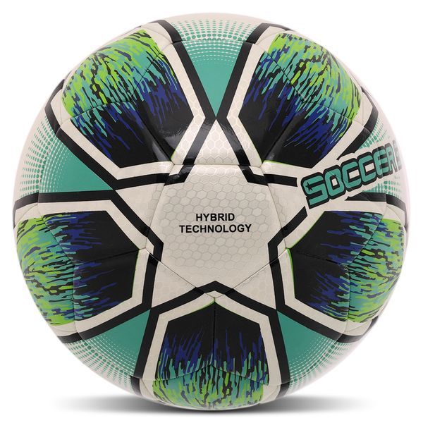 Мяч футбольный HYBRID SOCCER STAR TO-TOWN FB-4525 №5 PU белый-зеленый FB-4525 фото