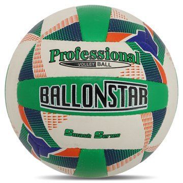 Мяч волейбольный BALLONSTAR VB-8855 №5 PU белый-зеленый-синий VB-8855 фото