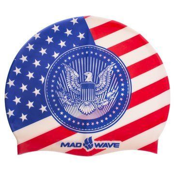 Шапочка для плавания силиконовая для взрослых MadWave USA M055303000W синий-красный M055303000W фото