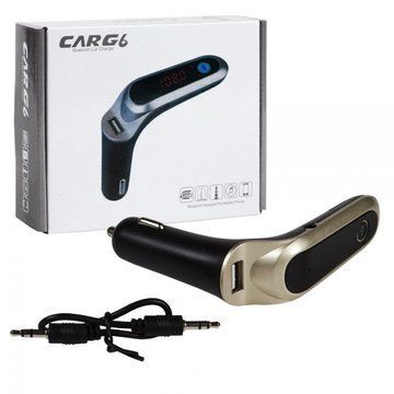 FM модулятор CAR G6 Bluetooth USB AUX MicroSD трансмиттер, FM модулятор для автомобиля. Цвет: золотой ws99266-1 фото