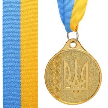 Медаль спортивная с лентой SP-Sport UKRAINE с украинской символикой C-9294 o5см золото, серебро, бронза C-9294 фото
