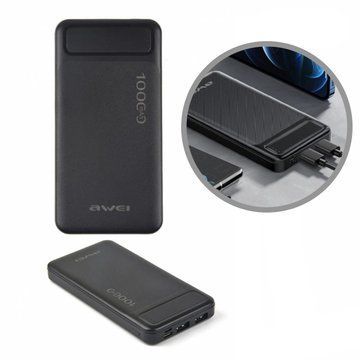 Power Bank Awei P5K 10000 mah Портативное зарядное УМБ 2xUSB черный ws98328 фото