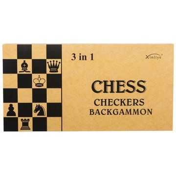 Шахматы шашки нарды 3 в 1 набор настольных игр деревянные Xinliye W7725B размер 44см x 44см х 2см W7725B фото