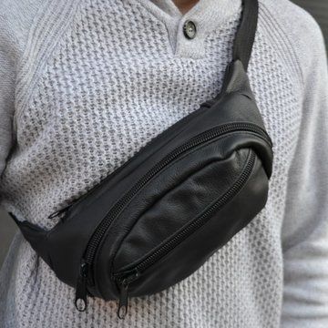 Бананка кожаная универсальная текстурная, Мужская бананка из натуральной кожи, Сумка для торговли ws21249 фото