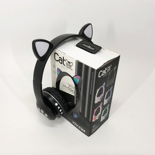 Беспроводные наушники с кошачьими ушками и RGB подсветкой Cat VZV 23M. Цвет: черный ws53257 фото