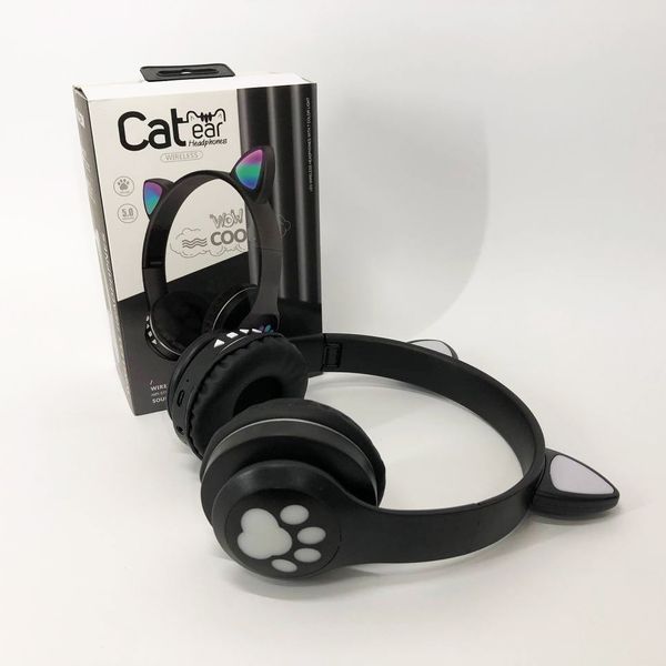 Беспроводные наушники с кошачьими ушками и RGB подсветкой Cat VZV 23M. Цвет: черный ws53257 фото