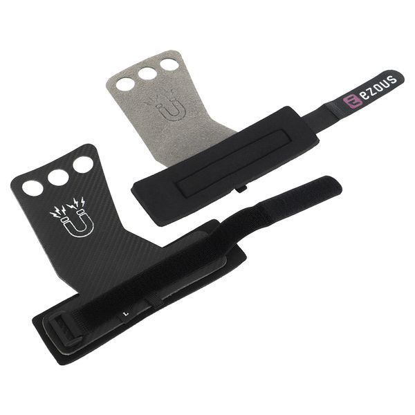 Гімнастичні накладки рукавички для турніка 3 HOLE CARBON HAND GRIPS EZOUS D-15 2шт розмір S-L чорний S D-15 фото