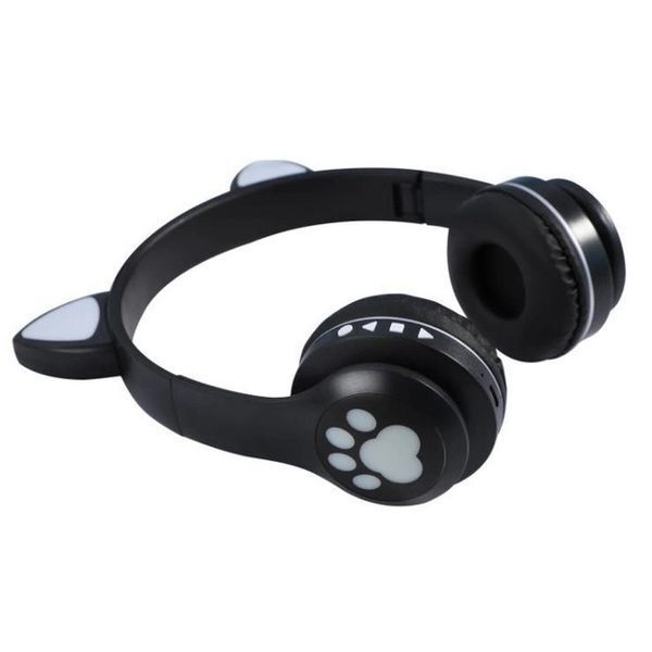 Беспроводные наушники с кошачьими ушками и RGB подсветкой Cat VZV 23M. Цвет: черный ws53257 фото