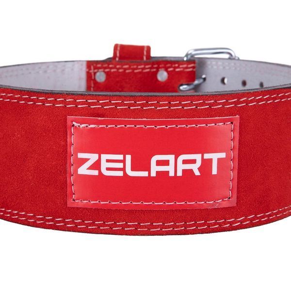 Пояс для пауэрлифтинга кожаный Zelart SB-165159 спинка-10см размер-XS-XXL красный SB-165159 фото