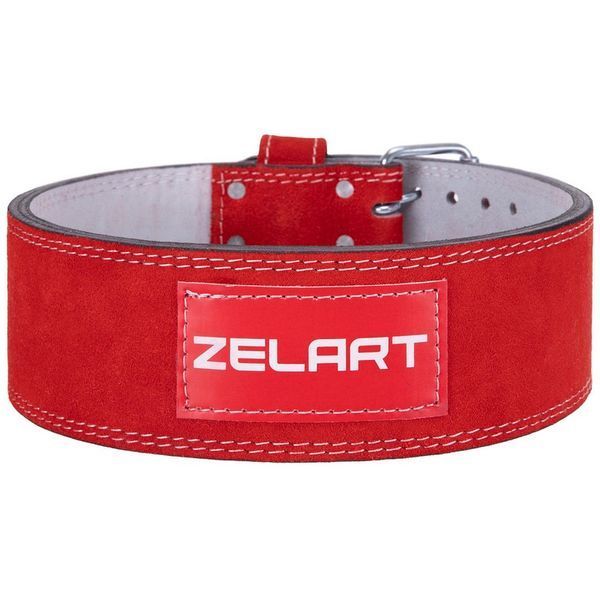 Пояс для пауэрлифтинга кожаный Zelart SB-165159 спинка-10см размер-XS-XXL красный SB-165159 фото