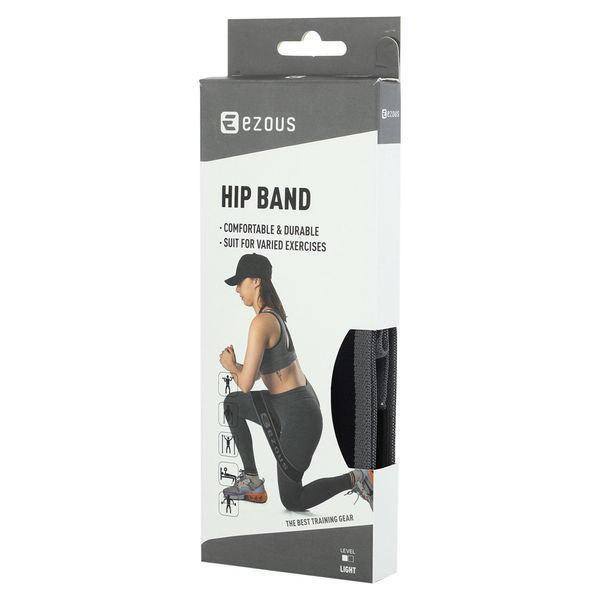 Гумка тканинна для вправ стрічка опору LOOP BANDS KNITTING HIP BAND EZOUS K-03-L чорний-сірий K-03-L фото
