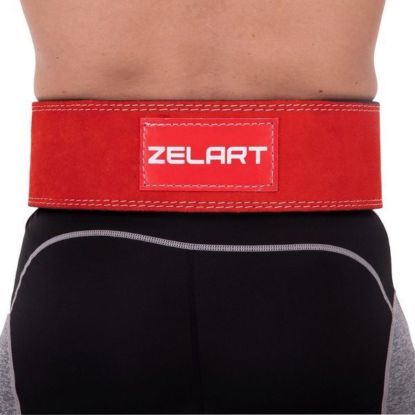 Пояс для пауэрлифтинга кожаный Zelart SB-165159 спинка-10см размер-XS-XXL красный SB-165159 фото