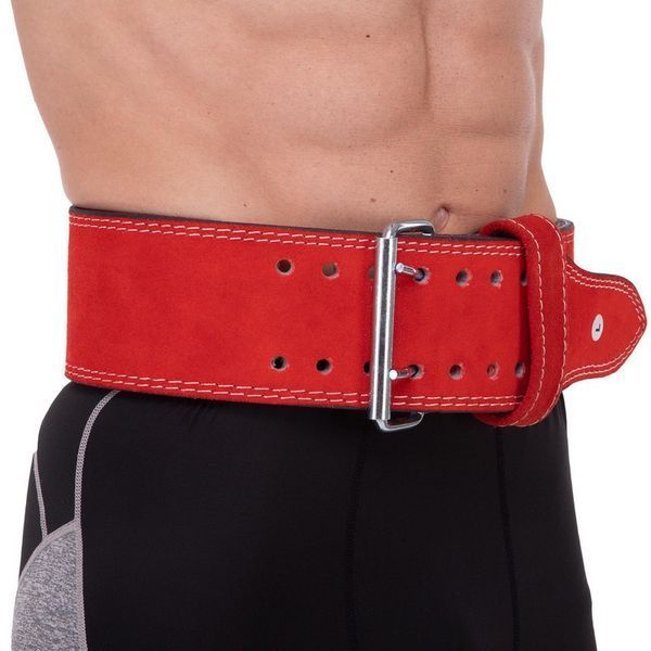 Пояс для пауэрлифтинга кожаный Zelart SB-165159 спинка-10см размер-XS-XXL красный SB-165159 фото