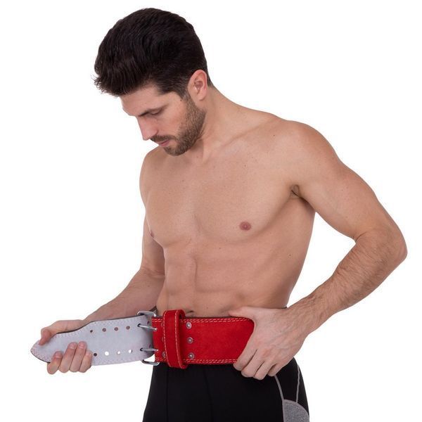 Пояс для пауэрлифтинга кожаный Zelart SB-165159 спинка-10см размер-XS-XXL красный SB-165159 фото
