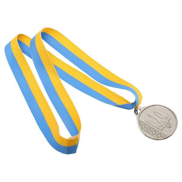 Медаль спортивная с лентой SP-Sport UKRAINE с украинской символикой C-9294 o5см золото, серебро, бронза C-9294 фото