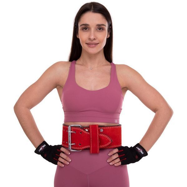 Пояс для пауэрлифтинга кожаный Zelart SB-165159 спинка-10см размер-XS-XXL красный SB-165159 фото