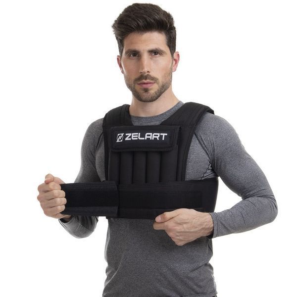 Жилет обважнювач з регульованою вагою Zelart WEIGTH VEST FI-2630-10 вага-1-10 кг чорний FI-2630-10 фото