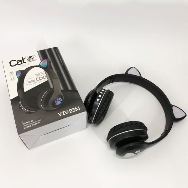 Беспроводные наушники с кошачьими ушками и RGB подсветкой Cat VZV 23M. Цвет: черный ws53257 фото