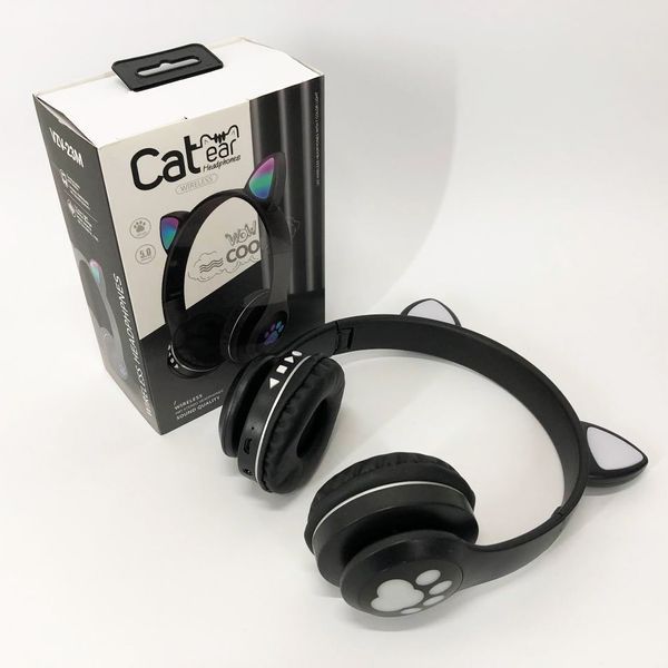 Беспроводные наушники с кошачьими ушками и RGB подсветкой Cat VZV 23M. Цвет: черный ws53257 фото