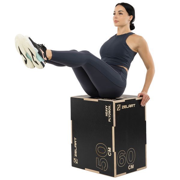 Бокс плиометрический тумба для кроссфита Плиобокс Wood Plyo box Zelart FI-4884-1 1шт 60см черный FI-4884-1 фото